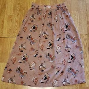 VTG Jonathan Martin semi sheer leaf print skirt